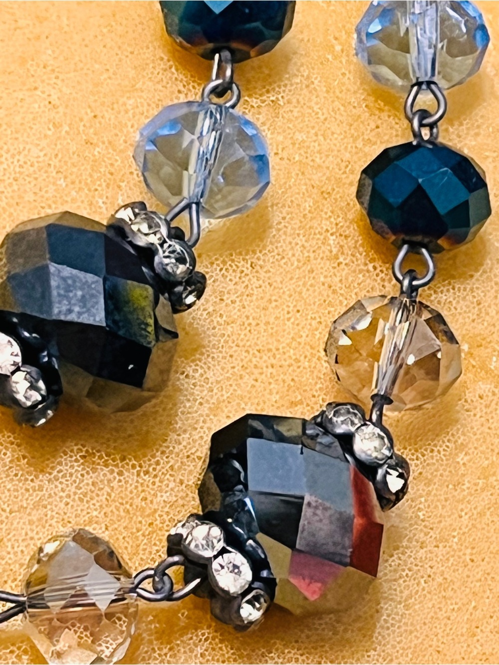 Trifari Two-Strand Faceted Blue and Clear Crystal Necklace - Picture 3 of 5
